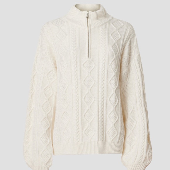 Splendid Sweaters - Splendid Dakota Half Zip Cable Knit Sweater in Cream, XS